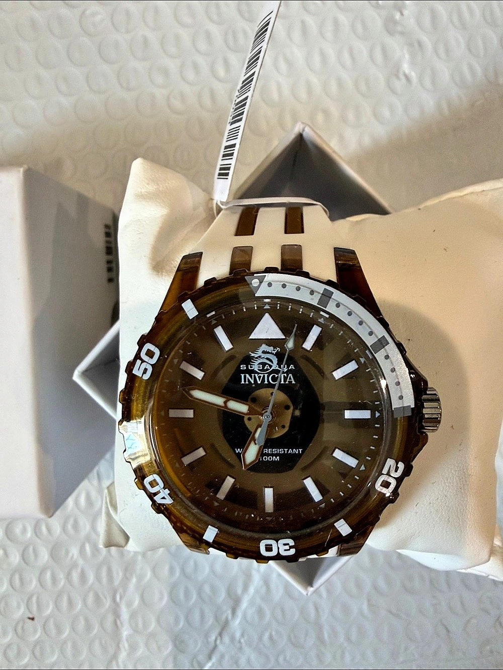 Invicta Subaqua Men's Watch 44mm Dark Brown Model 70034 Brown & White